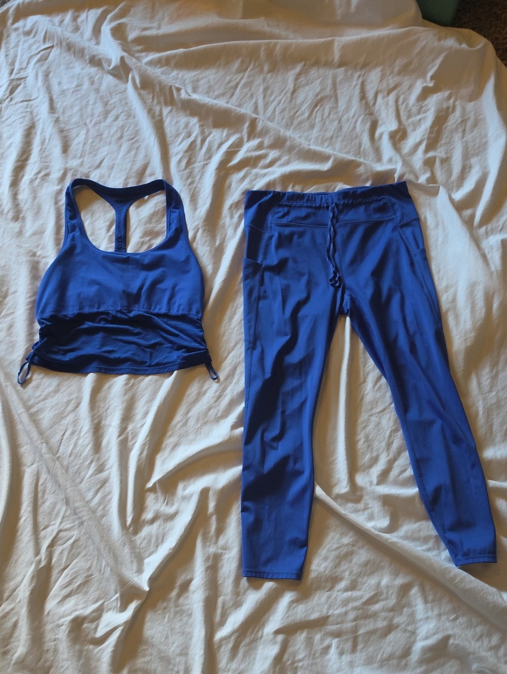 Fabletics Royal Blue Crop Top and Leggings Set
